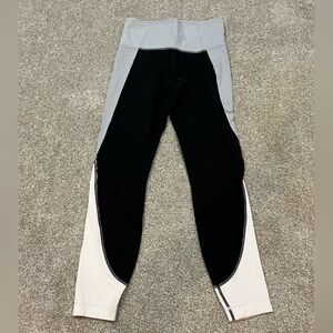 Athleta Black, Light Gray and White Colorblock Leggings